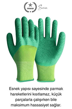 Kaymaz Dayanıklı Pütürlü Montaj İş Eldiveni Camcı Yarı Kaplama Güvenli Sağlam Lastikli Rahat Esnek