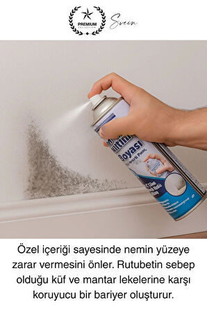 Premium Anti Küf Yalıtım Boyası Sprey Beyaz Rutubet Oluşumunu Engeller Duvar Derleme Önleyici 500 ml