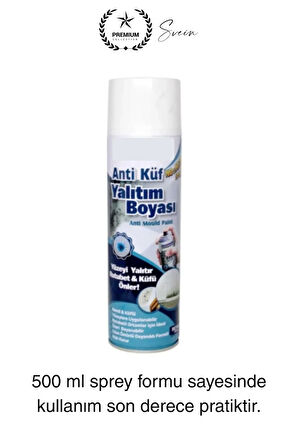 Premium Anti Küf Yalıtım Boyası Sprey Beyaz Rutubet Oluşumunu Engeller Duvar Derleme Önleyici 500 ml