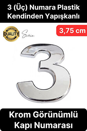 No 3 Kapı Numarası Kendinden Yapışkanlı Masa Dolap Plastik Ev Posta Kutusu Dış Mekan Daire 3,75 cm