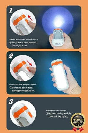 Özel Üretim Dayanıklı Güçlü Aydınlatma Taşınabilir Kamp İki Kademeli 600 mAh Şarjlı Led El Feneri