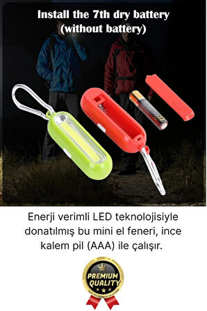 Premium Taşınabilir Kamp Okul Güçlü Işık Aydınlatma 3 Modlu Pilli Sarı Mini Led Anahtarlık El Feneri