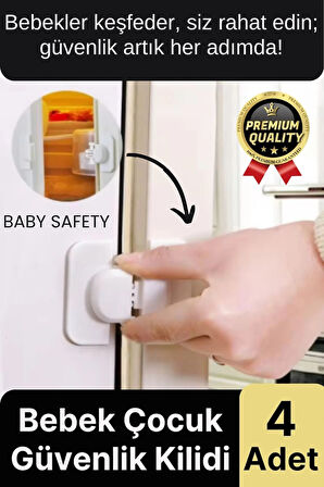 Özel Tasarım Buzdolabı Çekmece Pencere Dolap Sabitleyici Bebek Çocuk Koruyucu Güvenlik Kilidi 4 Adet