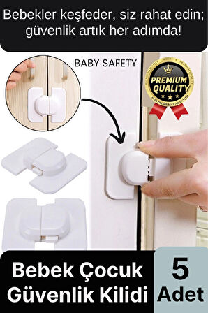 Özel Tasarım Buzdolabı Çekmece Pencere Dolap Sabitleyici 5 Adet Çocuk Bebek Koruyucu Güvenlik Kilidi