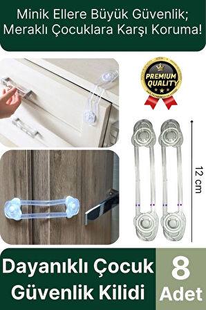 Özel Üretim Ayarlanır Çekmece Dolap Kapağı Koruma Aparatı Bebek Çocuk Güvenlik Kilidi 8 Adet 12 Cm
