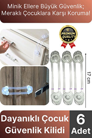 Yeni Üretim Ayarlanır Dolap Çekmece Kapağı Koruma Aparatı Bebek Çocuk Güvenlik Kilidi 6 Adet 17 Cm