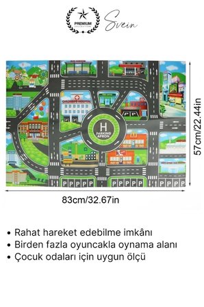 #Halı Şehir Yolu Desenli Çocuk Araba Oyun Halısı Eğitici Keşif Temalı Eğlenceli Yumuşak Konforlu