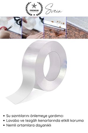 #SızdırmazBant 4 Adet Su Geçirmez Şeffaf İzolasyon Bandı Tezgah Lavabo Kenar Tamir Güçlü 38mm x 3m