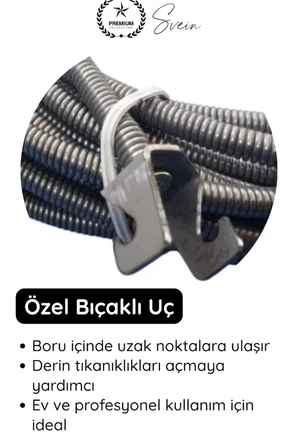#KanalAçıcı 7 Metre Spiral Kanal Açma Susta Matkap Uyumlu Bıçaklı Pimaş Gider Açıcı Boru Temizleme Aparatı Klozet Lavabo Profesyonel Tıkanık Boru Tamir Pratik Derin Temizlik Esnek Çelik Hortum