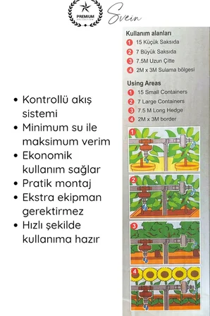 #Sulama 15 Metre Damla Sulama Seti Otomatik Bitki Sulama Sistemi Bahçe ve Balkon İçin Su Tasarruflu Geniş Yayılım Dayanıklı Uzun Ömürlü Düzenli Dengeli Akış Saksı Hobi Kolay Kurulum 15 M Hortum