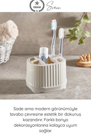 #BanyoSeti Setüstü Diş Fırçalık Sabunluk Plastik Bej Banyo Düzenleyici Organizer Diş Macunluk Aksesuar Seti Modern Minimal Lavabo Üstü Dekoratif Hijyenik Dayanıklı Pratik Çok Amaçlı Banyo Seti