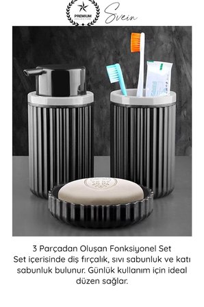 #Sabunluk Plastik Banyo Seti 3’lü Diş Fırçalık Sıvı Sabunluk Katı Sabunluk Modern Düzenleyici Şık Dayanıklı Pompalı Banyo Aksesuarı Mutfak Kullanımına Uygun Dekoratif Organizer Set
