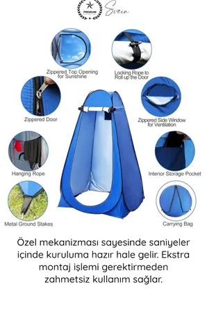 #Çadır Giyinme Çadırı Otomatik Kamp Duş Çadırı Tuvalet Kabini Pencereli Fermuarlı İç Göstermeyen Portatif Prova Kabin Deniz Pazar Fotoğrafçı Kullanımı Taşıma Çantalı 120x120x190 cm