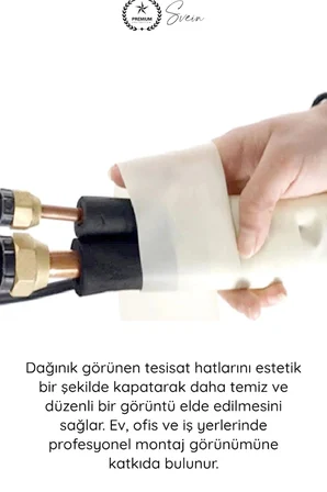 #KlimaBandı Klima Boru İzolasyon Sargı Bandı 50mm 18 Metre PVC UV Dayanıklı Su Geçirmez Dekoratif Sarma Şeridi Bakır Hat Koruma Drenaj Hortumu Kaplama Tesisat Kablo Düzenleme Montaj Aksesuarı