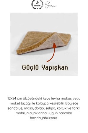 #Keçe Yapışkanlı Dikdörtgen Keçe 12x24 cm Kahve Mobilya Altı Zemin Koruyucu Çizik Önleyici Kesilebilir Masa Sandalye Dolap Sehpa Ayak Pedi Parke Laminat Seramik Sessiz Kaydırmaz Dayanıklı