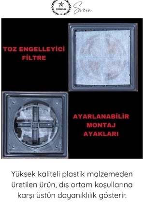 #Menfez Kare Baca Kapağı Ayarlı Duvar Menfezi Antrasit Gri Filtreli Havalandırma Kapağı Plastik Ventilasyon Paneli Toz Böcek Önleyici Dekoratif Hava Çıkış Izgarası Dayanıklı Kullanım 17x17 cm