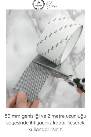 #YamaBandı Sineklik Tamir Bandı Yapışkanlı Fiber Tül Yama 50 mm x 2 Metre Delik Onarım Bandı Pencere Kapı Tülü Yırtık Tamiri File Onarma Şerit Pratik Güçlü Ev Balkon Sivrisinek Koruma Çözümü