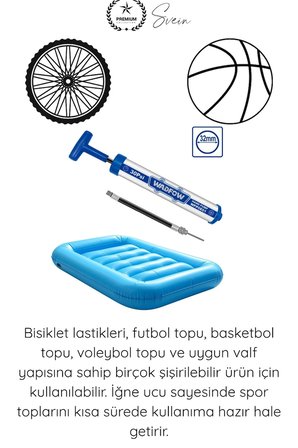 #ElPompası Metal El Tipi Hava Pompası 30 PSI Mini Bisiklet Lastik Top Şişirme Pompası Alüminyum Gövdeli İğne Uçlu Manuel Taşınabilir Futbol Basketbol Voleybol Araç Kamp Spor Pompası