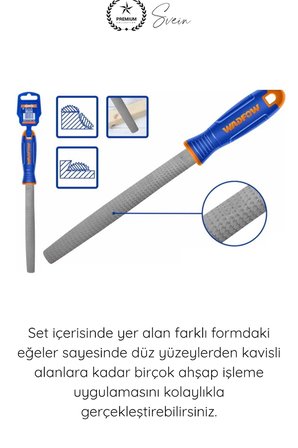 #EğeSeti 3 Parça Ahşap Eğe Seti 200 mm Orta Pürüzlü Düz Yarım Yuvarlak Yuvarlak Törpü Ergonomik Sap Karbon Çelik Marangoz Mobilya Oyma Zımparalama El Aleti Profesyonel