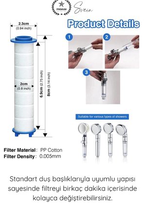 #Filtre 2 Adet Duş Başlığı Filtresi Kireç Klor Pas Önleyici Yedek Filtre Seti Pamuk Su Arıtma Kartuşu Standart Uyum Banyo Su Temizleyici Tortu Partikül Giderici Saç Cilt Koruma Filtre Kartuş