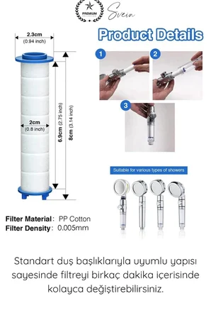 #Filtre 10 Adet Duş Başlığı Filtresi Kireç Klor Pas Önleyici Yedek Filtre Seti Pamuk Su Arıtma Kartuşu Standart Uyum Banyo Su Temizleyici Tortu Partikül Giderici Saç Cilt Koruma Filtre Kartuş