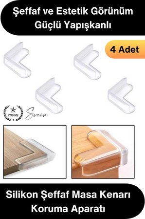 #KöşeKoruma Silikon Şeffaf Masa Kenarı Koruma Aparatı 4 Adet Yapışkanlı Köşe Koruyucu Bebek Çocuk Güvenlik Darbe Önleyici Sehpa Dolap TV Ünitesi Mobilya Köşe Koruması Yumuşak PVC 90 Derece