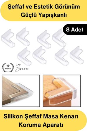 #KöşeKoruma Silikon Şeffaf Masa Kenarı Koruma Aparatı 8 Adet Yapışkanlı Köşe Koruyucu Bebek Çocuk Güvenlik Darbe Önleyici Sehpa Dolap TV Ünitesi Mobilya Köşe Koruması Yumuşak PVC 90 Derece