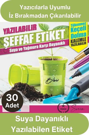 #İsimlik Suya Dayanıklı Yazılabilen Baharat Etiketi 30 Adet Şeffaf Yapışkanlı Kavanoz Etiketi Fide Tohum Saksı Bitki İsimlendirme Markalama Not Etiketi Güçlü Yapışkan İz Bırakmadan Çıkarılabilir