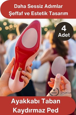 #TabanBandı Ayakkabı Taban Kaydırmaz Ped 4 Adet Şeffaf Yapışkanlı Topuklu Stiletto Babet Kösele Sert Düz Taban Kayma Önleyici Ses Azaltıcı Kesilebilir Güvenli Yürüyüş Koruyucu Destek