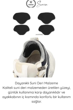 #YamaBandı Ayakkabı Topuk Yaması Yapışkanlı Tamir Bandı Siyah 4 Adet Spor Sneaker Klasik Bot Çocuk Yetişkin İç Topuk Onarım Pedi Suni Deri Güçlü Yapışkan Kesilebilir Aşınma Koruyucu