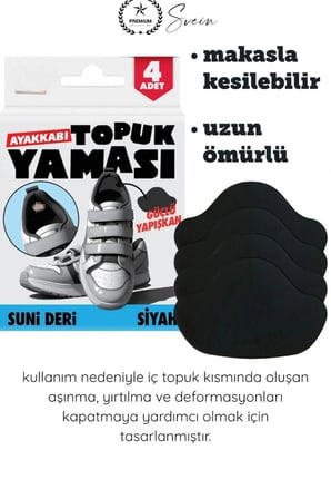 #YamaBandı Ayakkabı Topuk Yaması Yapışkanlı Tamir Bandı Siyah 4 Adet Spor Sneaker Klasik Bot Çocuk Yetişkin İç Topuk Onarım Pedi Suni Deri Güçlü Yapışkan Kesilebilir Aşınma Koruyucu