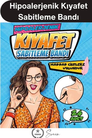 #KıyafetBandı Hipoalerjenik Kıyafet Sabitleme Bandı Şeffaf 24 Adet Dekolte Abiye Gelinlik Straplez Gömlek Elbise Pantolon Etek Çorap Çift Taraflı Görünmez Cilt Dostu Yapışkan Bant