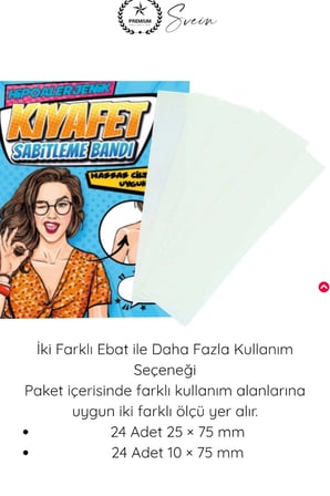 #ElbiseBandı Hipoalerjenik Kıyafet Sabitleme Bandı 2 Ebatlı Şeffaf 48 Adet Dekolte Abiye Gelinlik Straplez Gömlek Elbise Pantolon Etek Çorap Görünmez Çift Taraflı Cilt Dostu Bant