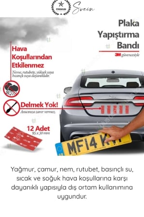 #PlakaBandı Otomobil Motosiklet Plaka Yapıştırma Bandı 3M VHB Çift Taraflı Çok Güçlü Suya Dayanıklı 12 Adet Gri 95x30 mm Araç Plaka Montaj Sabitleme Oto Aksesuar Yapışkan Ped