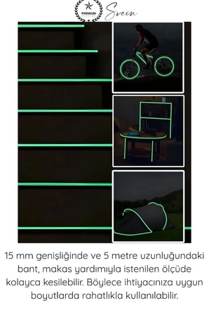 #FosforluBant Gece Parlayan Fosforlu Fotolümen Bant 15mm x 5 Metre Kendinden Yapışkanlı Acil Çıkış Yönlendirme Şeridi Güvenlik Merdiven Basamak Uyarı İşaretleme Işık Depolayan Parlak İz Bantı