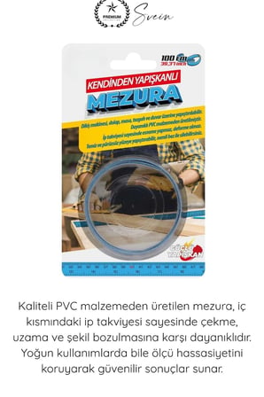 #Mezura Yapışkanlı İp Takviyeli Terzi Mezurası 100 cm PVC Cetvel Şerit Ölçüm Bandı Kendinden Yapışan Dikiş Makinesi Tezgah Masa Duvar Marangoz Hobi Atölye Hassas Ölçü Ölçek Inch Santimetre