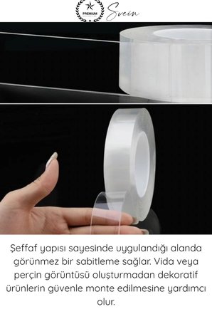 #ÇiftTaraflıBant Şeffaf Çift Taraflı Akrilik Montaj Bandı 18mm x 2 Metre Güçlü Yapışkan İz Bırakmayan Silikonize Nano Sabitleme Bandı Cam Duvar Ayna Otomotiv Çıta Logo Askılık Pano Ev Ofis Kullanımı