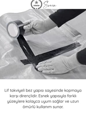 #TamirBandı Duct Tape Tamir Bandı Bez Siyah Güçlü Yapışkan Suya Dayanıklı UV Dirençli Onarım İzolasyon Boru Hortum Çadır Otomotiv Tekne Demetleme Çok Amaçlı Elle Yırtılabilir En 48mm Boy 10 Metre