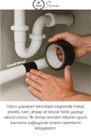 #TamirBandı Duct Tape Tamir Bandı Bez Siyah Güçlü Yapışkan Suya Dayanıklı UV Dirençli Onarım İzolasyon Boru Hortum Çadır Otomotiv Tekne Demetleme Çok Amaçlı Elle Yırtılabilir En 48mm Boy 10 Metre