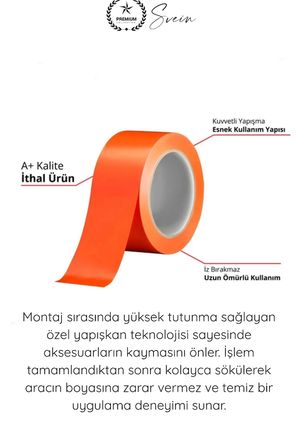 #SabitlemeBandı İz Bırakmaz Turuncu Geçici Aksesuar Sabitleme Bandı 45mm x 25m Oto Cam Montaj Spoiler Çıta Plaka Anten Koruma Boya Dostu Güçlü Yapışkan Transfer Maskeleme Uygulama Rulosu