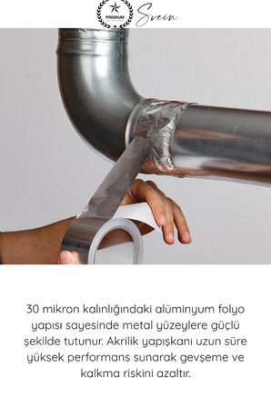#AlüminyumBant Alüminyum Bant Akrilik Folyo Isı Dayanıklı Havalandırma Kanalı Boru Sızdırmazlık Tamir Bandı Metalik 30 Mikron 48mm 10 Metre Nem Buhar Alev Dirençli İzolasyon Onarım Yalıtım