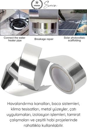 #AlüminyumBant Alüminyum Bant Akrilik Folyo Isı Dayanıklı Havalandırma Kanalı Boru Sızdırmazlık Tamir Bandı Metalik 30 Mikron 48mm 10 Metre Nem Buhar Alev Dirençli İzolasyon Onarım Yalıtım