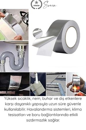 #AlüminyumBant Alüminyum Bant Akrilik Folyo Isı Dayanıklı Havalandırma Kanalı Boru Sızdırmazlık Tamir Bandı Metalik 30 Mikron 48mm 10 Metre Nem Buhar Alev Dirençli İzolasyon Onarım Yalıtım
