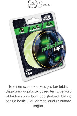 #Reflektör Karanlıkta Parlayan Fosforlu Reflektif Şerit Bant 35mm 1,5 Metre Motosiklet Bisiklet Otomobil Güvenlik Uyarı Etiketi Gece Görünürlük Dekorasyon Yapışkanlı Aksesuar Yol Koruma