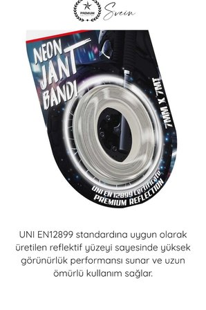 #NeonBant Beyaz Neon Jant Bandı Reflektif Şerit 7mm 7 Metre Motosiklet Otomobil Bisiklet Jant Çember Dekoratif Yapışkanlı Çizgi Sticker Gece Görünürlük Suya Dayanıklı UNI EN12899 Sertifikalı