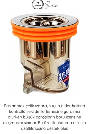 #KokuÖnleyici Koku Önleyici Gider Aparatı DN40 DN50 Lavabo Sifon Geri Akış Engelleyici Paslanmaz Çelik Izgara Silikon Conta Mutfak Banyo Tuvalet Haşere Sızdırmaz Su Tahliye Valfi 90 Derece