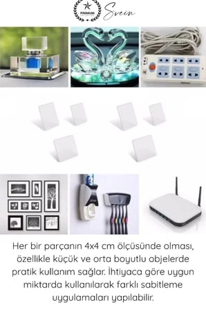#ÇiftTaraflıBant 4x4 cm Şeffaf Nano Bant Çift Taraflı Güçlü Yapışkan Su Geçirmez Çivi Gerektirmeyen Sabitleyici Duvar Aksesuar Askı Dekorasyon Montaj Aparatı Kare Kesilebilir Çok Amaçlı Sökülebilir