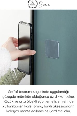 #ÇiftTaraflıBant 4x4 cm Şeffaf Nano Bant Çift Taraflı Güçlü Yapışkan Su Geçirmez Çivi Gerektirmeyen Sabitleyici Duvar Aksesuar Askı Dekorasyon Montaj Aparatı Kare Kesilebilir Çok Amaçlı Sökülebilir