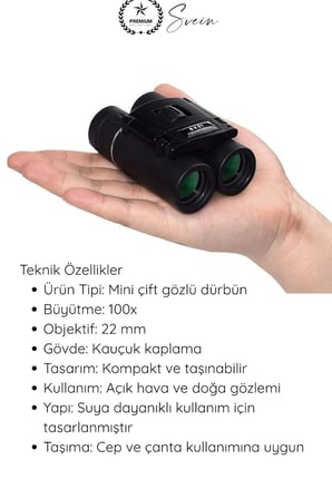 #CepDürbünü Dürbün 100x22 Uzun Menzil Mini Cep Profesyonel Kauçuk Kaplama Su Geçirmez Kamp Doğa Kuş Gözlem Avcılık Seyahat Outdoor Kompakt Optik Çift Gözlü Taşınabilir Görüş Cihazı