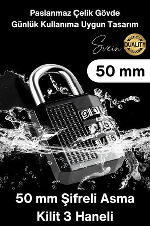 #Kilit 50 mm Şifreli Asma Kilit 3 Haneli Kombinasyonlu Premium Paslanmaz Çelik Gövde Ekstra Güçlü Güvenlik Kilidi Kapı Dolap Çanta Depo Sandık İçin Dayanıklı Kompakt Tasarım